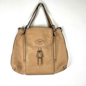 Tod’s Leather Shoulder Bag Camel Handbag Large Tote 15x17x2 Office Quiet Luxury